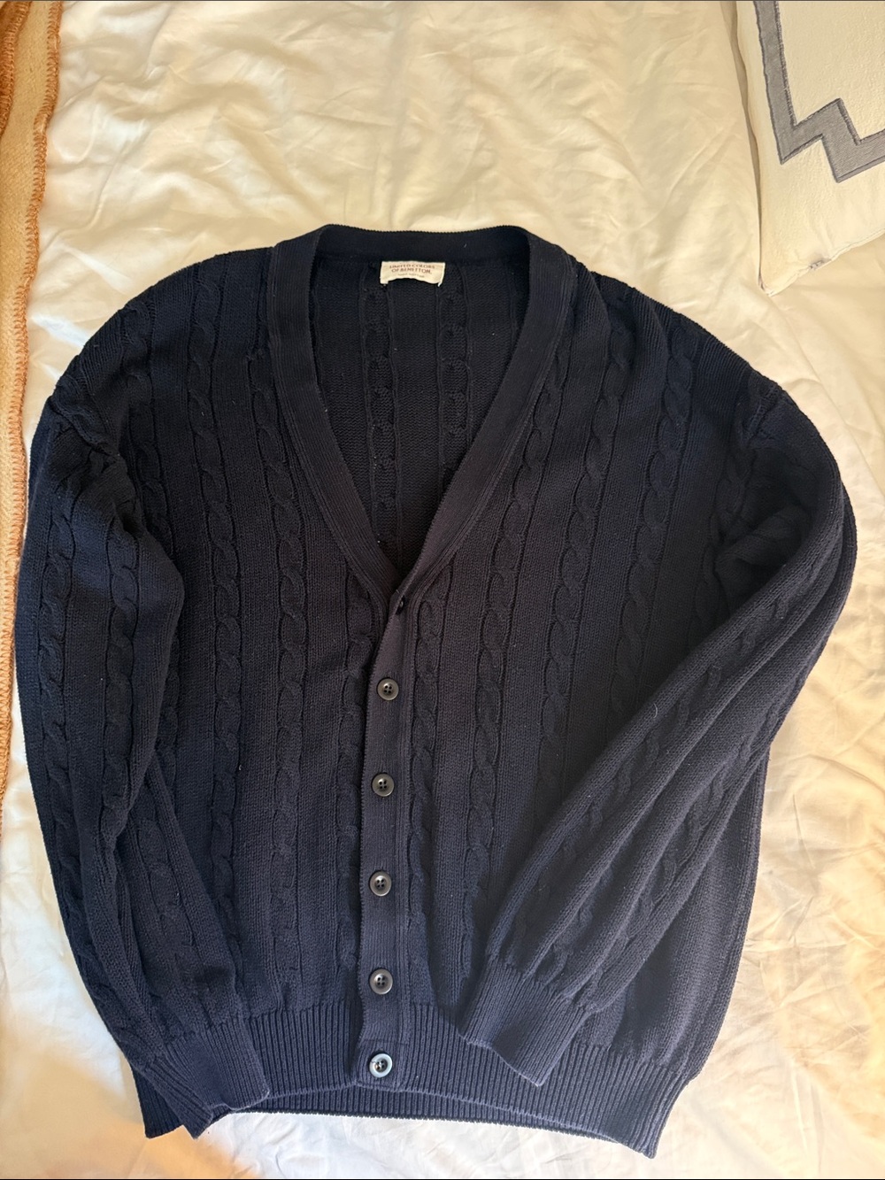 Vintage 80’s Benetton Cotton Cableknit Cardigan Unisex Large
